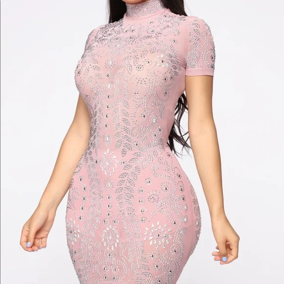 knee length dresses for ladies Sorelina Lantern Sleeve Rhinestone Mini Dress